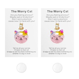 Bojueshaw 2pcs Cat Pocket Hugs,Cute Cat Gifts,Mini Encouragement Keepsake for Friends,Lovers,Birthday,Wedding(Pink)