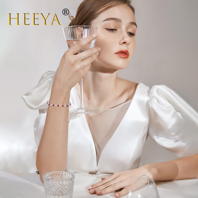 HEEYA January Birthstone Bracelets for Women, Sterling Silver Tennis Bracelets