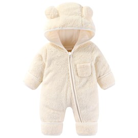 XIFAMNIY Newborn Baby Winter Snowsuit - Bear Outfit Fleece Warm Jumpsuit Romper Hooded Clothes for Infant Girls Boys