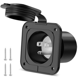 15 AMP Flanged Power Inlet 125V Heavy Duty Shore Receptacle NEMA 5-15P Plug ETL Listed AC Port Male for RV Camper Generator Shed Motorhome Van