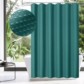 MitoVilla Emerald Green Shower Curtain 72 x 78, Long Waffle Fabric Shower Curtains for Modern Luxury Bathroom Decor, Heavy Duty Hotel Cloth Shower Curtains 78 inch Long, Seaweed Green