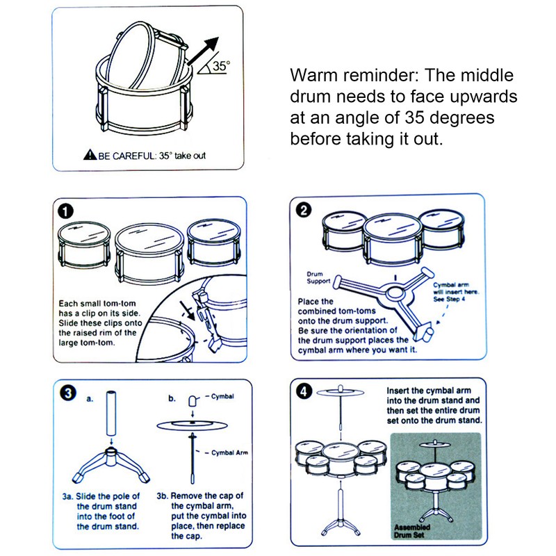 Kids Instrument Drum Set for Toddler Educational Percussion Simulation Instrument