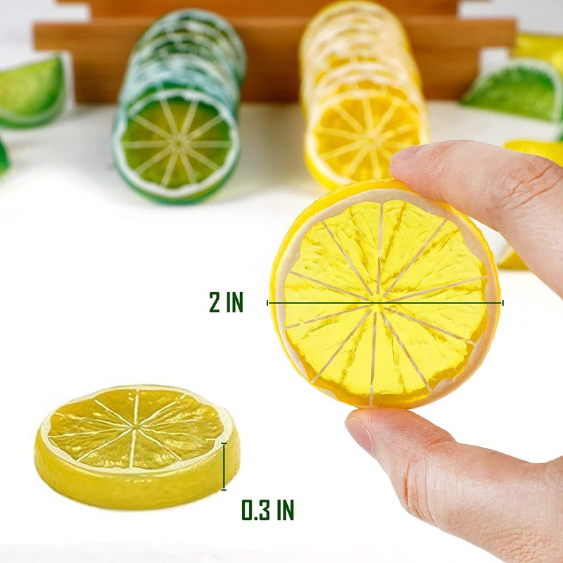 12Pcs Fake Lemon Slices Artificial - Fruit Party Decorations Fake