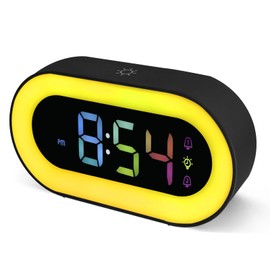 Seutgjie Digital Children's Alarm Clock with Night Light for Girls Boys Teenagers Dual Alarms 18 Ringtones Snooze Modes 12/24 Hours 5 Volume Adjustments Black
