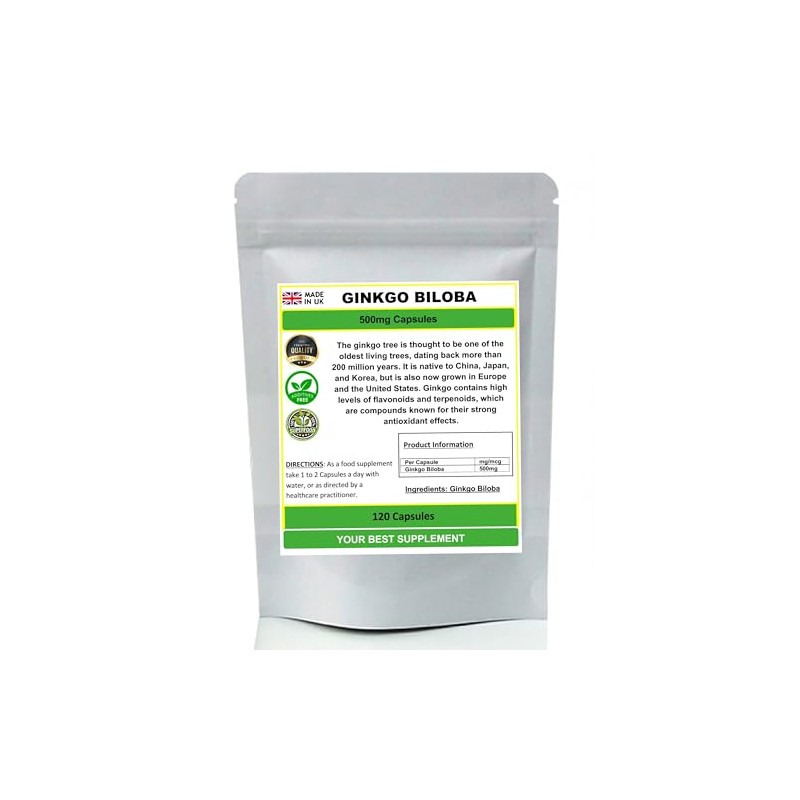 Ginkgo Biloba Capsules 100% Natural Pure no additives (120)