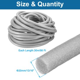 PATIKIL 13/16" x 98 ft Foam Backer Rod, Foam Caulk Saver Concrete Expansion Joint Filler Weather Strip for Sealing Concrete Gaps, Crack Joint Sealer, Grey