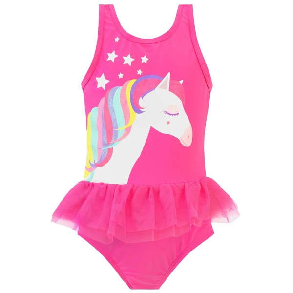 Harry Bear Girls Rainbow Pony Swimsuit Pink Age 3 to 4 Years