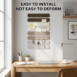 Cork Board Alternative Felt Strip Board 8-Pack 13"x2", Bulletin Board Bar Strips with 60 Pushpins Adhesive Install for Bedroom Door & Home Office (8Pack-Linen Dusk)