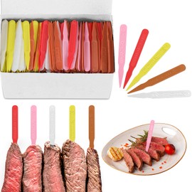 500 Pcs 3 Inch Plastic Steak Markers Colorful Plastic Meat Doneness Picks Steak Temperature Sticks Rare, Medium Rare, Medium, Medium Well, Well for Catering Barbecues Parties Picnic