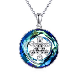 HOPEEZZ 925 Sterling Silver Sacred Geometry Necklace for Women Men, Spiritual Geometric Pendant Necklace with Adjustable Chain, Minimalist Elegant Jewelry Gift for Yoga Meditation