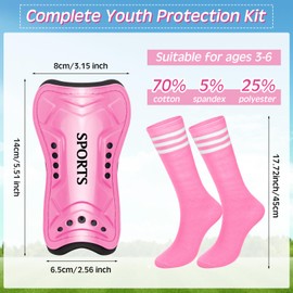 Liliful 4 Pcs Soccer Shin Guards Set for Kids Youth Include 1 Soccer Shin Guards with 3 Soccer Socks Protective Soccer Shin Pads Soccer Gear for Girls Boys Children Teens Kid(Pink)