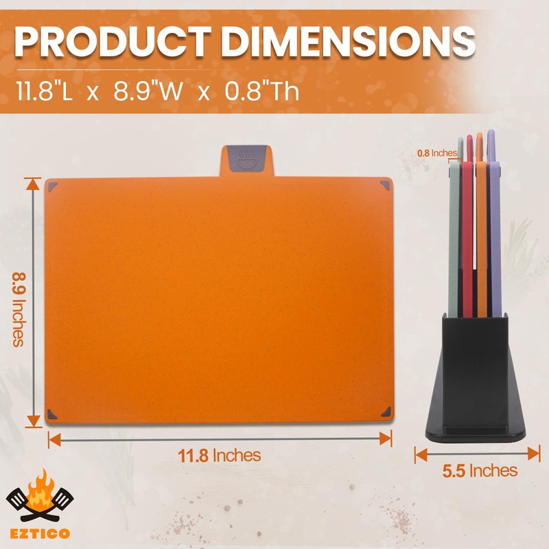 EZTICO 4-Piece Non-Toxic Cutting Board Set with Premium Scissors –