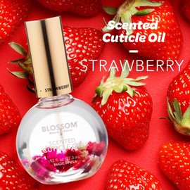 Blossom Aceite para Cutículas Fresa - Hidratante y Nutritivo - Aroma Fresa con Flores Reales - Cuidado de Uñas y Manos - Ideal Kit para Uñas Manicura y Pedicura - Absorción Rápida - 27ml