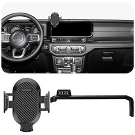 AOUKKL Car Phone Holder Fits for Jeep Wrangler JL/Gladiator JT 2024 Accessories(Only fit for 12.3-Inch Screen),Thick Cases Friendly,Cell Phone Mount for 4.7-7 in Phones
