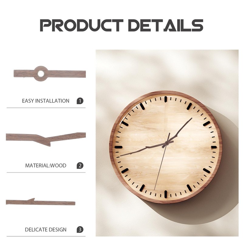 Uonlytech 5 Sets Clock Hands Clocks Wood Personality Black Walnut