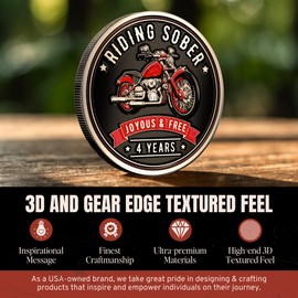 MilestoneMint 4 Year Sobriety Coin - Riding Sober AA Medallions - 4 Year AA Chips & Medallions to Celebrate Milestones - Four Year Sober Coin Gift for Men & Women in Recovery