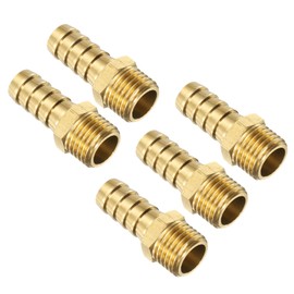 sourcing map 5Pcs Brass Hose Barb Fittings Metric M14-1.5 Male to Barb Fit Hose ID 10mm Barbed Pipe Fitting Adapter Connector for Water Fuel Air