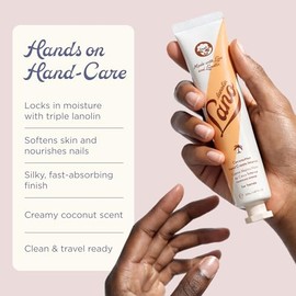 Crema de manos Lanolips - Loción de lanolina con aceite de coco, manteca de karité y vitamina E - Crema para cutículas y manos para manos secas agriet