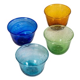 Creative Co-Op 12-Piece Hand-Blown Seeded Bowl/Drinking Glass, Multicolor