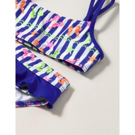 Haute pression Baby Girl Maillot de Bain Deux Pièces Layette Rayures Imprimé Mer Coloré Toddler Swim Nappy, Multi-Colour, 8 Years