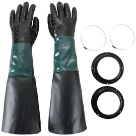NYXOVA Rubber Sandblasting Gloves, Safety Rubber Sandblaster Gloves for Abrasive Blasting (With Gloves Holder)