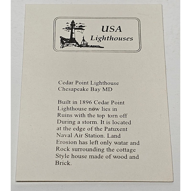 USA Lighthouses Cedar Point Lighthouse Chesapeake Bay MD 4.5 Inches