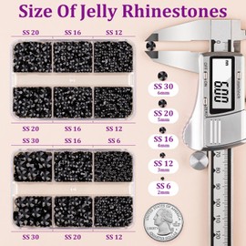 Resin Jelly Rhinestones for Crafting with B7000 Jewelry Glue, 2 Boxes Black Flatback Crystals with 2Pcs 10ml Glue, Bedazzling Non Hotfix Gems for DIY Tumblers Clothing Shoes Manicure