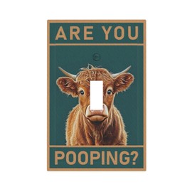 CZRPKEN Whimsical Highland Cow 1 Gang Light Switch Covers Decorative Single Toggle Wall Plate Funny Farm Animal Switchcover Electrical Switchplate Bathroom