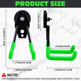 Landhoow 6 Pcs Large Magnetic Hooks Heavy Duty Garage Magnet Hooks Strong Storage Utility Magnetic Hangers with Anti Slip Rubber Coating for Indoor and Outdoor Hanging (Green)