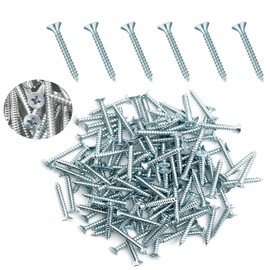 #6×1'' Wood Screws 300Pcs High Hardness Screws, Phillips Flat Head Screw Carbon Steel Wood Screw Set for Woodworking Wooden Wall, Plastic Board Yard Garden Furniture，DIY