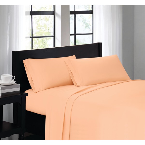 TRULY SOFT Everyday Sheet Set Peach Polyester 4-Piece Full Sheet