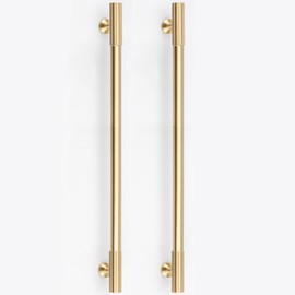 RZDEAL 2pcs Solid Brass Gold Cabinet Pulls, 10 Inch Hole Centers for Kitchen Cupboard Handles Modern Drawer Dresser Pulls Bathroom Brushed Brass Cabinet Pulls Wardrobe Door Handles