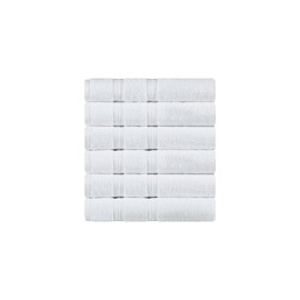 SUPERIOR Premium Cotton 6-Piece Hand Towel Set, Plush Soft Towels for Spa, Gym, Bathroom, Guest Bath, Salon, Kitchen, Decor, Home Basics, Hotel Quality, Daily Drying, Zero Twist Smart Dry, White
