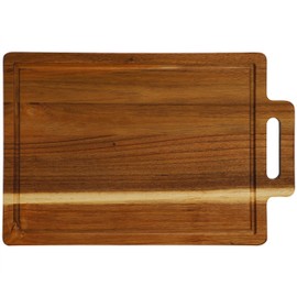 Elama Acacia Wood Rectangle Serving Board with Handle, Charcuterie Board, Cutting Board (16.5in x 11in)