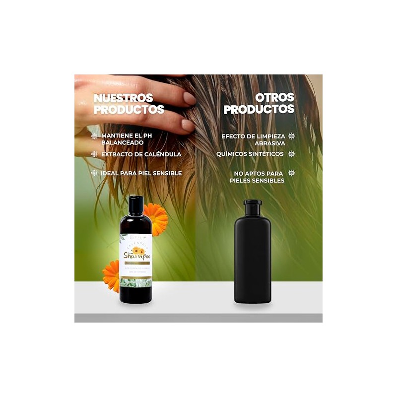 Shampoo Natural de Caléndula | Limpieza Profunda, Suavidad y Reparación