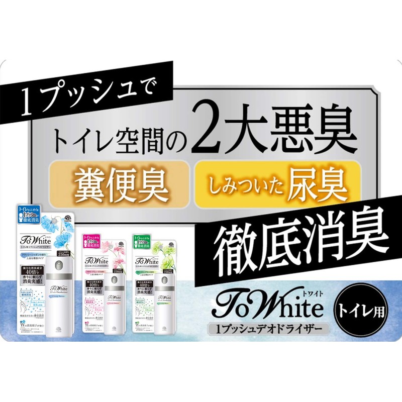 ToWhite 1 Push Deodorizer for Toilets, Classy Soap Scent, 1.7