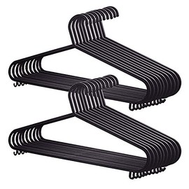 Taylor & Brown® 20 x Black Strong Plastic Clothes Hanger Garment Coat Dress Skirt Adult Size Hangers with Suit Trouser Bar & Lips