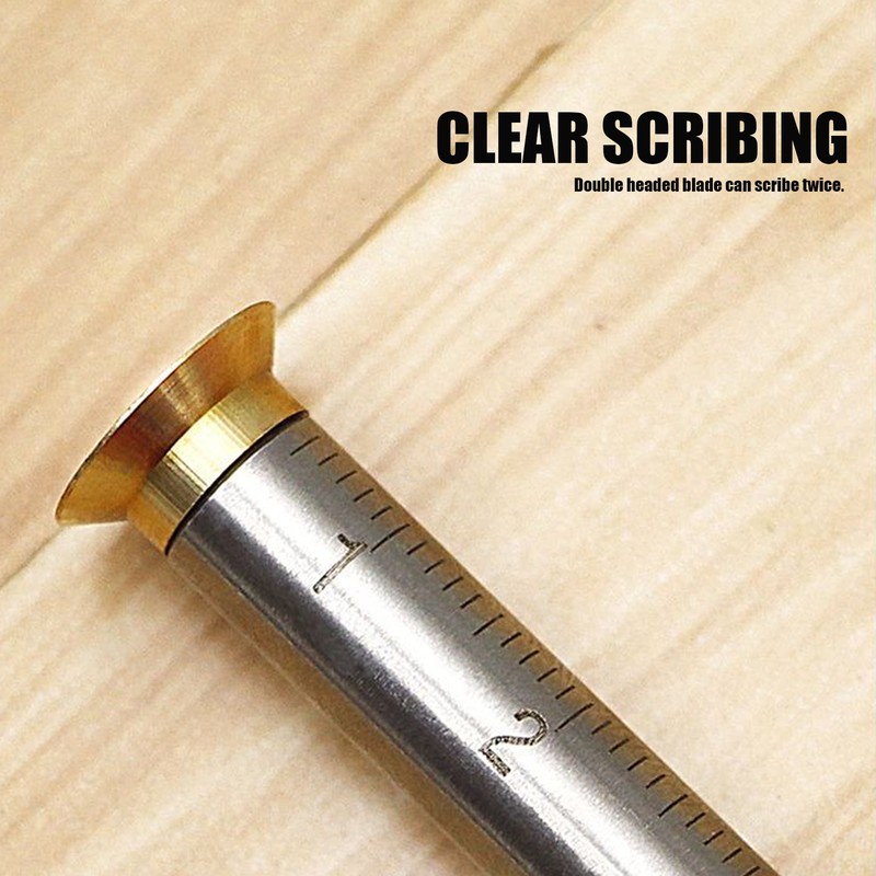Woodworking Marking Gauge 20cm Clear Scale Double Head Scriber Ruler