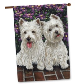 Flagology, West Highland Terrier Molly Glennie – House Flag 28" x 40", Outdoor Flag, Exclusive Premium Fabric, Spring, Summer, Dog, West Highland Terrier