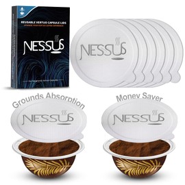 Nessus Foil Seals Lid for Reusable Nespresso Vertuo Pods, Refillable Capsule Aluminum Foil Lids Sticker with Coffee Grounds Absorption Layer, Compatible with Nespresso VertuoLine Machine(60 pcs, 62mm)