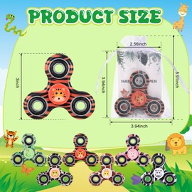 Lunmon 36 Pcs Safari Party Favors Zoo Animals Fidget Spinner Toy for Adults Kids Gift Bag Fillers Stress Relief Birthday Party Favor Classroom Prizes