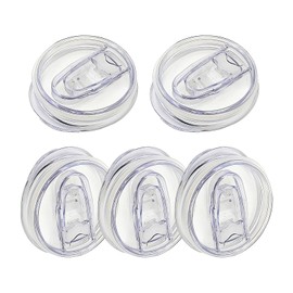 WOOPSOO 5 Pack 20 oz Skinny Replacement Lids Clear Tumbler Replacement Lids Plastic Splash Resistant Lids Spill Proof Skinny Tumbler Lid Cup Covers for Mouth Tumbler Coffee Cooler Cup (Clear)
