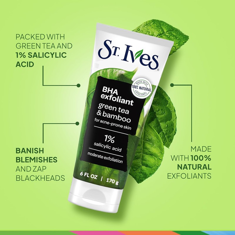 St. Ives Exfoliante Facial, Té Verde y Bambú, 170g