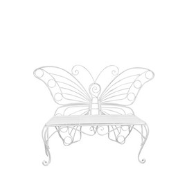 Hi-Line Gift Ltd Garden Décor Butterfly Bench, 60 by 18 by 42-Inch, White