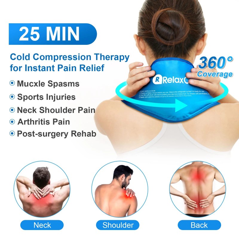 Relaxcoo Neck Ice Pack Wrap, Reusable Gel Ice Pack for