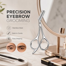 Eyebrow Scissors with Built-In Comb for Precision Trimming – Stainless Steel Grooming Tool for Men & Women