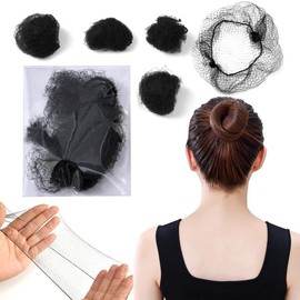 100pzs Red para Cabello, Red de Pelo Tejida,Gorros Malla cofias desechable,Malla Elástica invisible para Mujer. Adecuado para Bailarinas de Ballet, Redecillas de Cocina y Cobertores de Pelo de Danza (Negro)