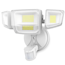 Onforu 90W 10000LM LED Motion Sensor Outdoor Lights, 4-Head Dusk to Dawn Outdoor Lighting, Hardwired Flood Lights, IP66 Waterproof 6500K Security Floodlight for Outside (White)