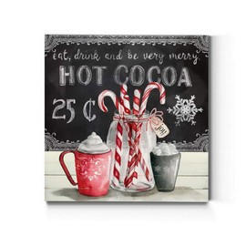 Renditions Gallery Eat,Drink and be very Merry Wall Art, Christmas & Winter Artwork, Hot Cocoa, Red Candy Canes, Premium Gallery Wrapped Canvas Decor, Ready to Hang, 16 in H x 16 in W, Made in America