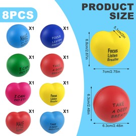GZLCEU Pack of 8 Anti-Stress Balls, PU Stress Ball Adult Motivational Stress Balls for Adhs, Stress, Anxiety, Relief, Kneading Ball Stress Ball (2 Shapes)